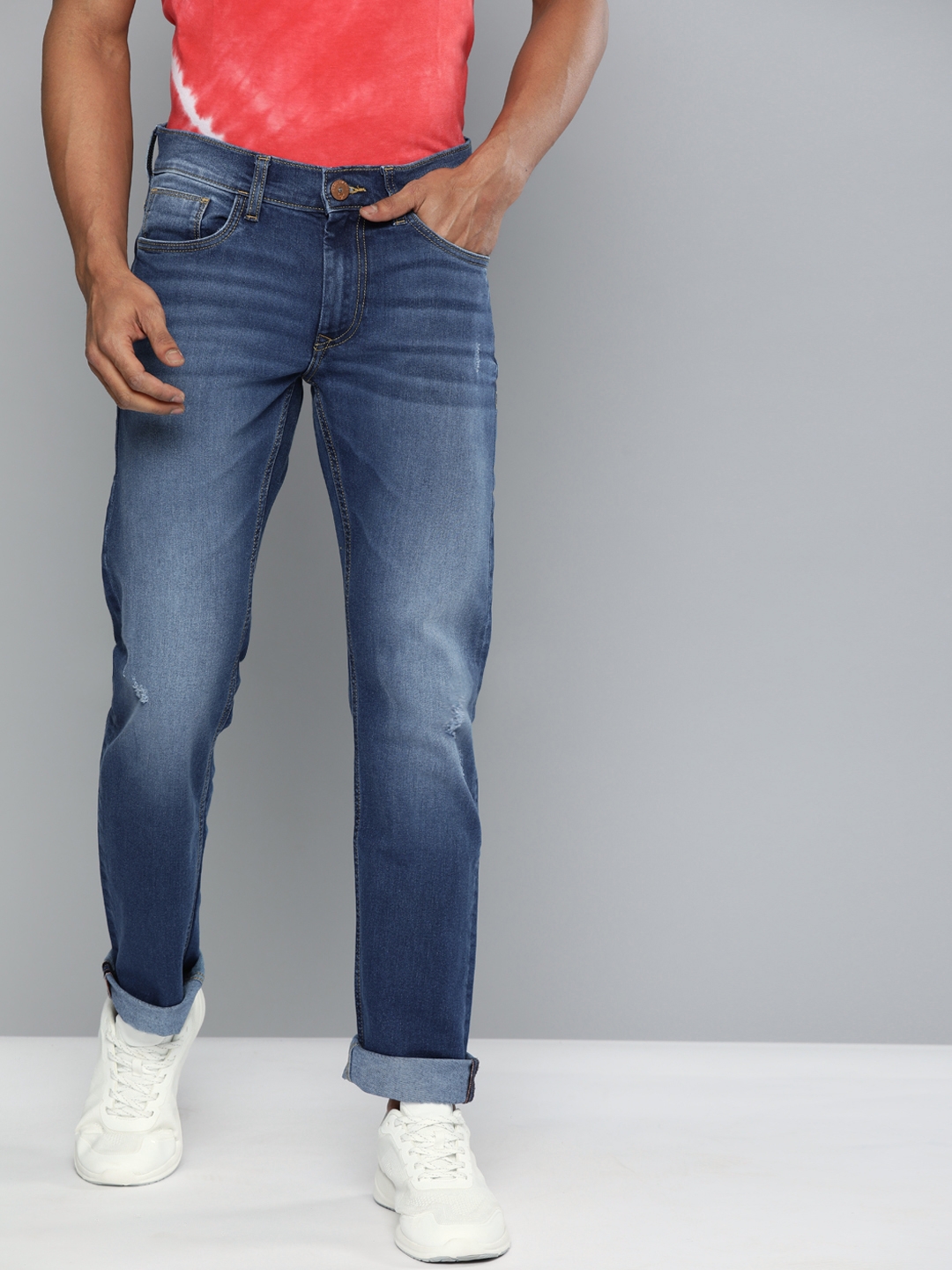 American Bull | American Bull Men Cotton Casual Slim Fit Blue Jeans