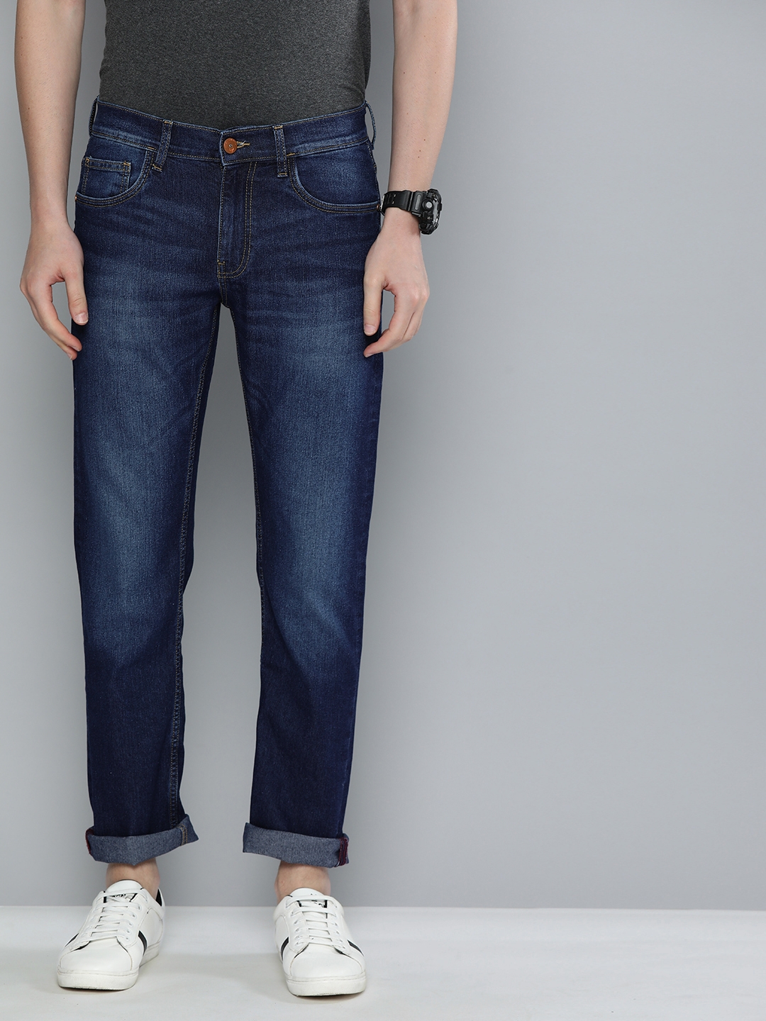 American Bull | American Bull Men Cotton Casual Slim Fit Blue Jeans