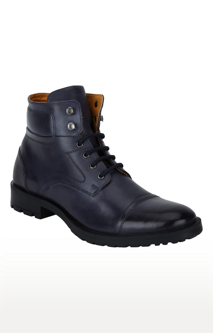 DEL MONDO | Del Mondo Genuine Leather Navy Colour Oxford Lace Up Boots For Mens