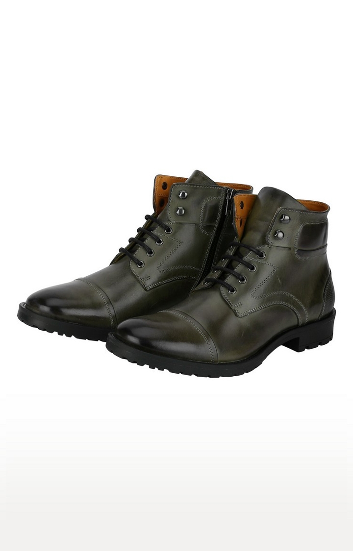 Del Mondo Genuine Leather Grey Colour Oxford Lace Up Boots For Mens