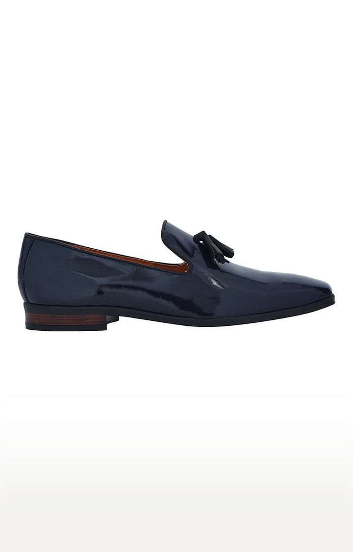 Del Mondo Genuine Leather Blue - Black Colour Tazzle Slipon Loafer Shoe For Mens