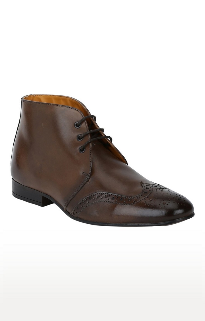 DEL MONDO | Del Mondo Genuine Leather Natural Brown Colour Chukka Lace Up Boots For Mens