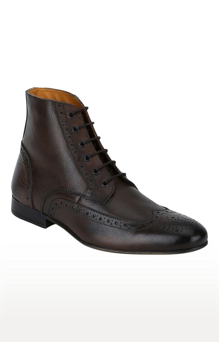 DEL MONDO | Del Mondo Genuine Leather Natural Bordo Colour Oxford Lace Up Boots For Mens