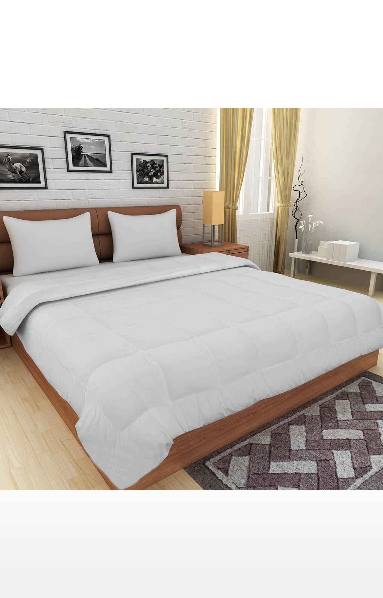 Sita Fabrics | Sita Fabrics Microfiber Light Weight Super Soft Double Bed Premium AC Comforter| White| 100 GSM - (90x100 Inches)