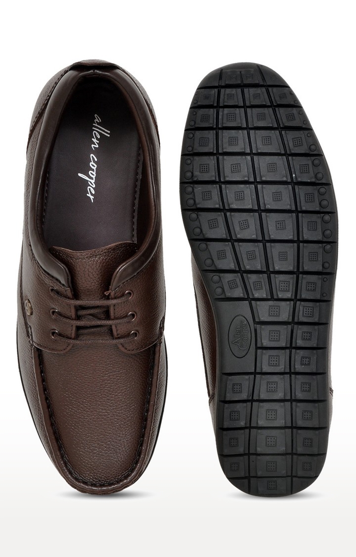 Allen Cooper Brown Lace Up Loafers For Men