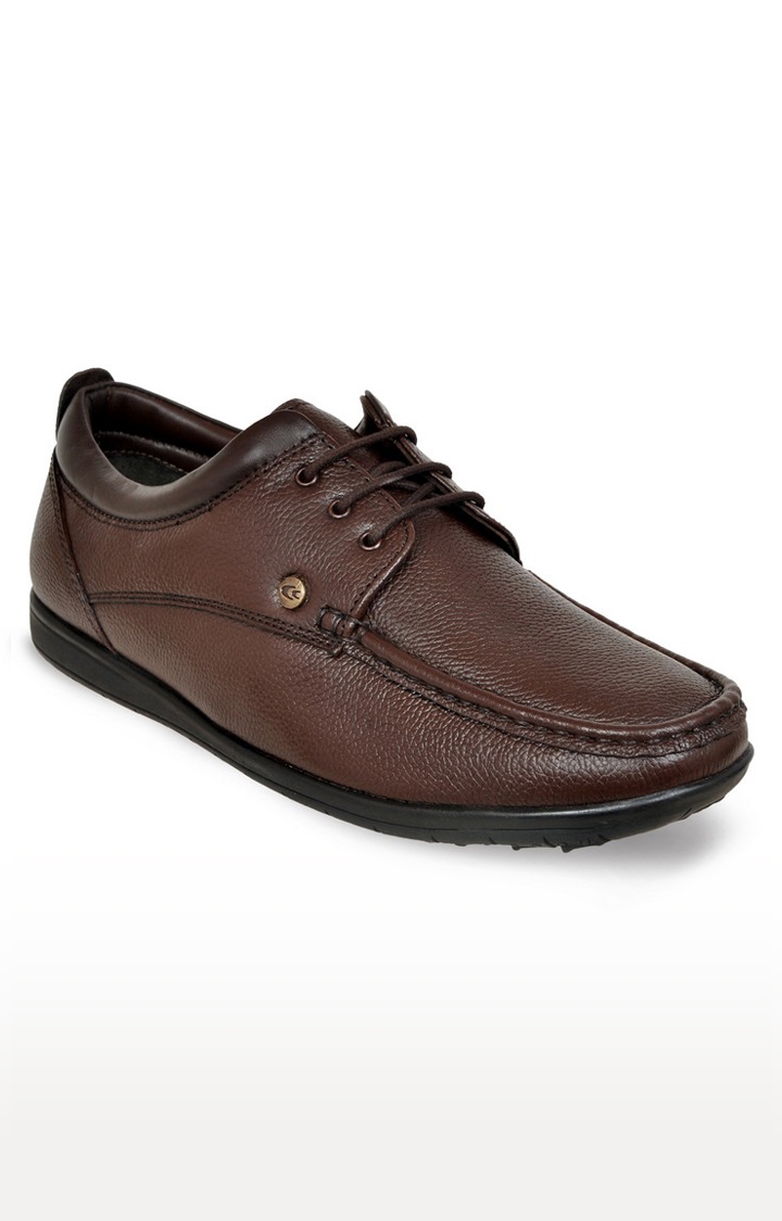 Allen Cooper Brown Lace Up Loafers For Men