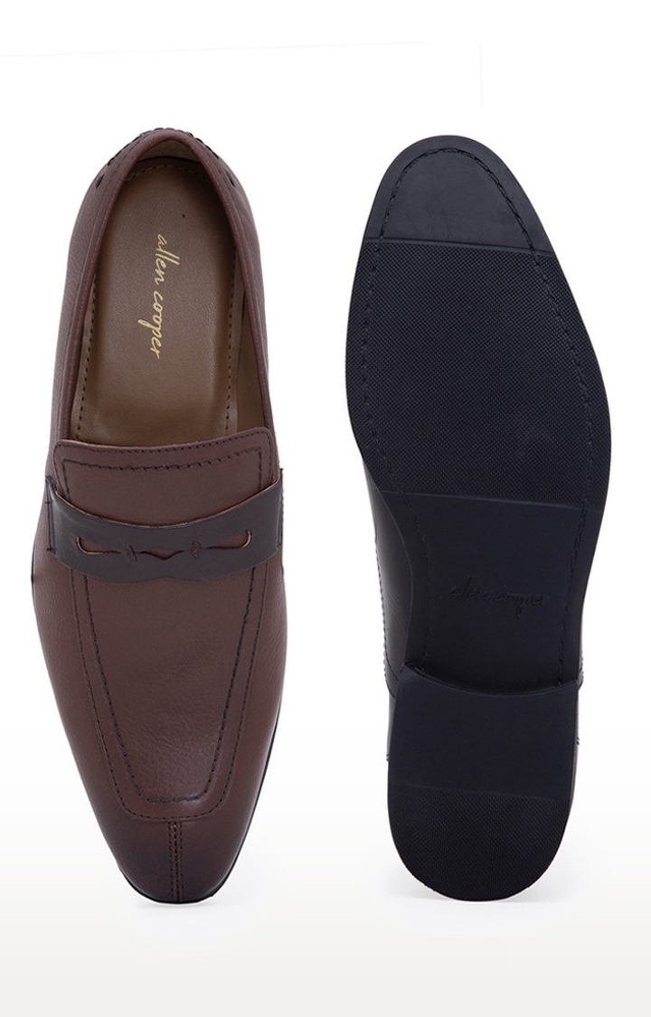 Allen Cooper Brown Slip On Formal Shoes For Men