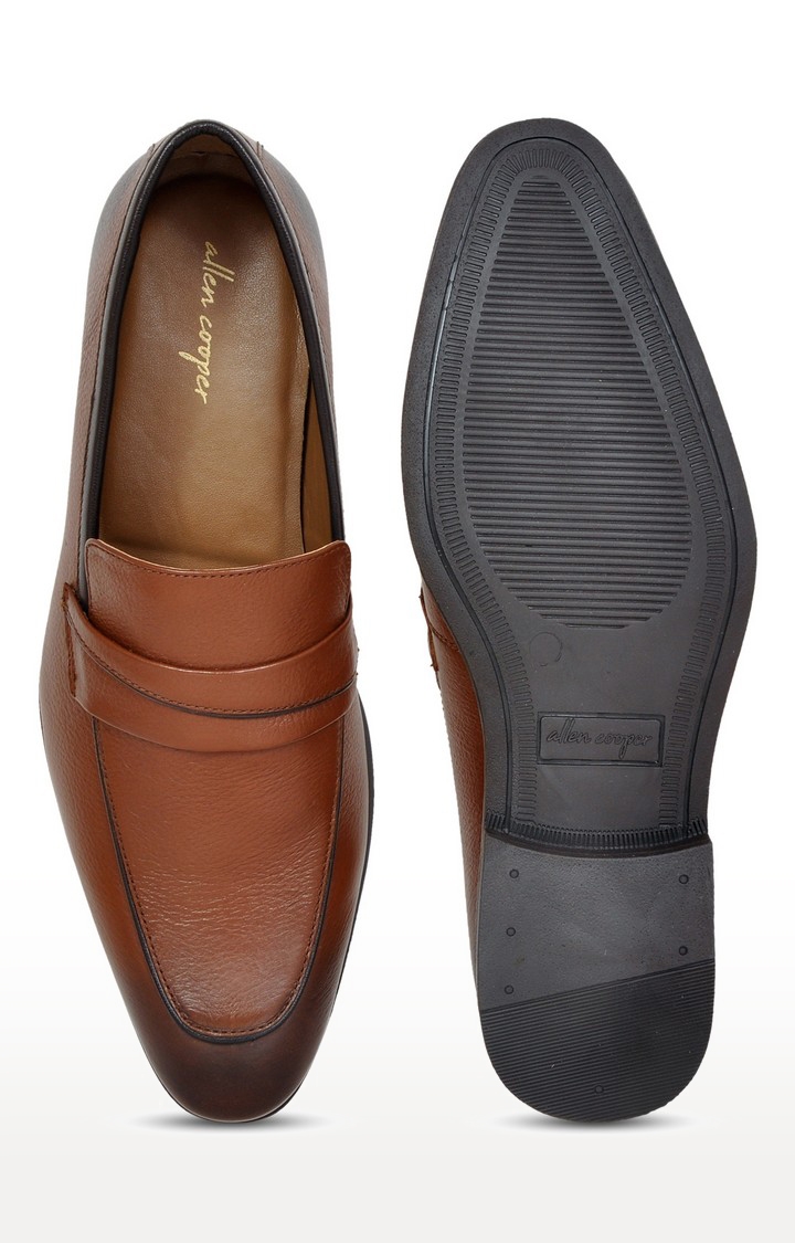 Allen Cooper Tan Formal Loafers Shoes For Men