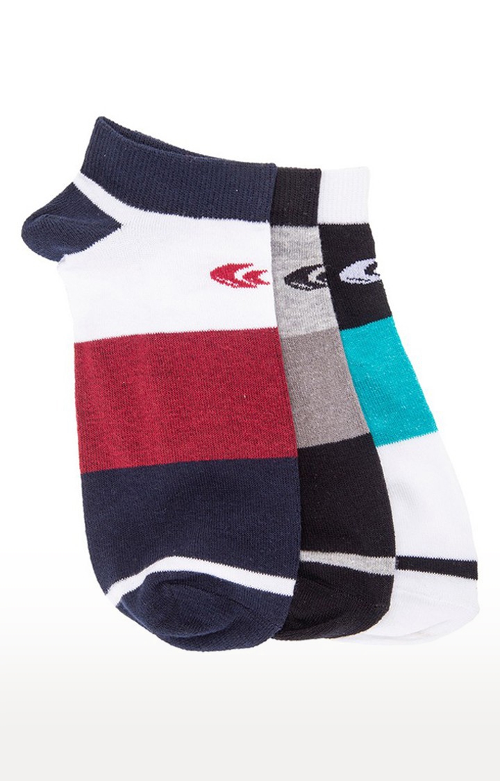 Allen Cooper Multi-Coloured Colourblock Pack of 3 Ankle Socks