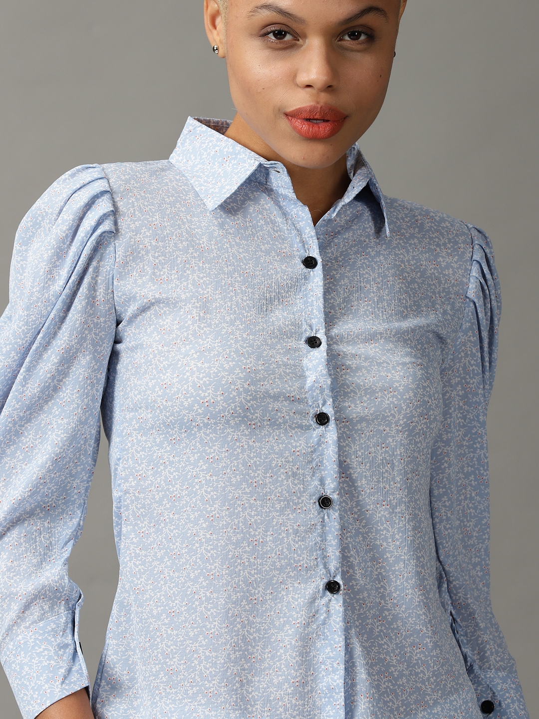 Women's Blue Georgette Printed Casual Shirts