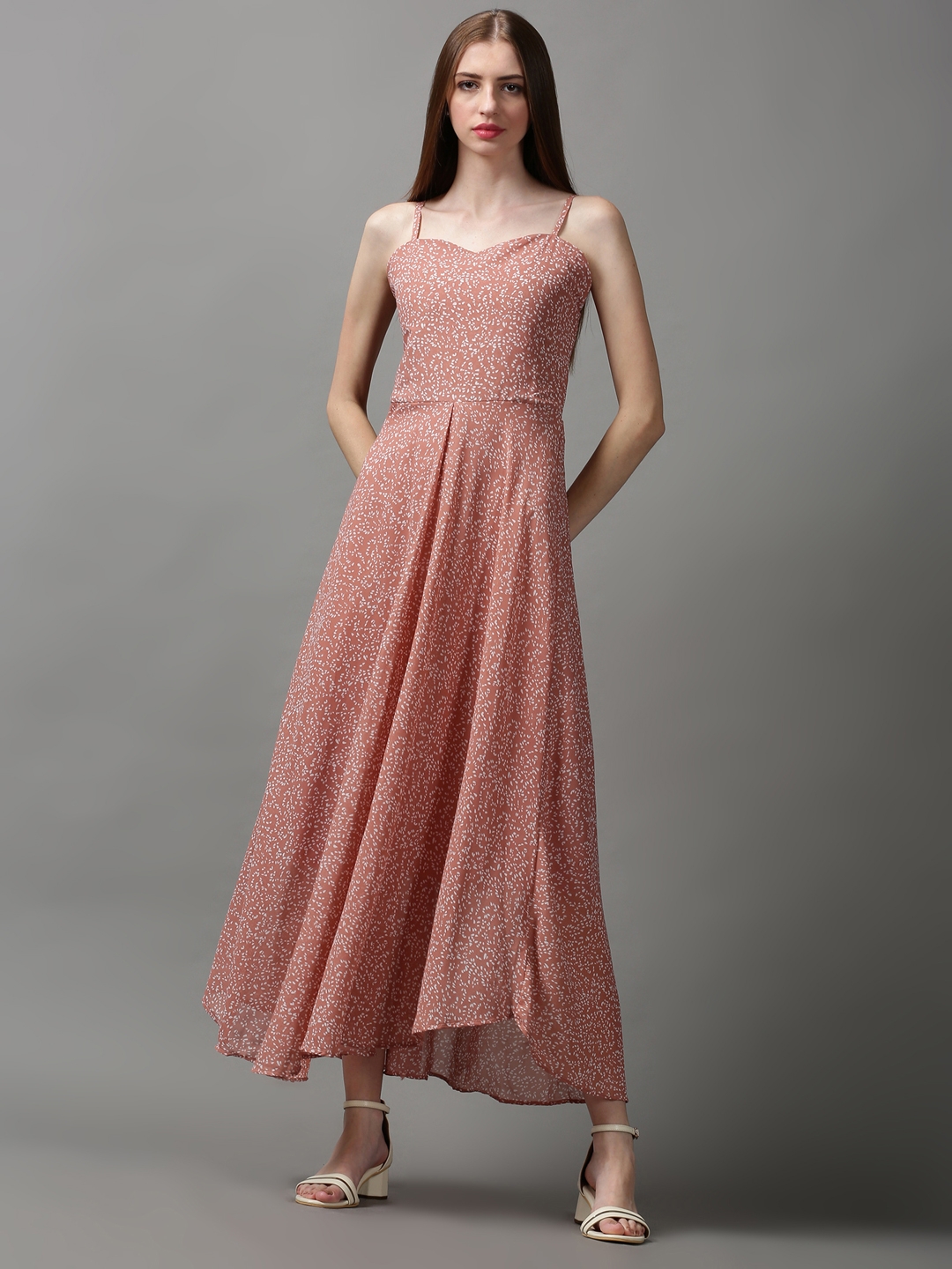 Women's Grey Georgette Printed Dresses