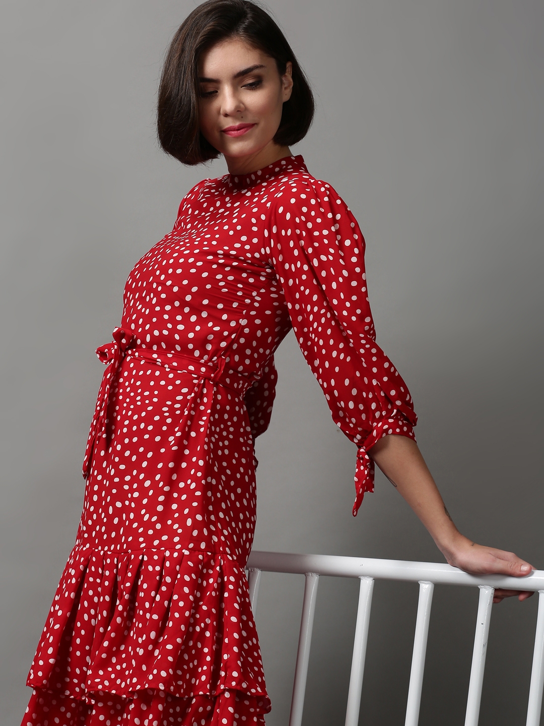 Women's Red Polyester Printed Dresses