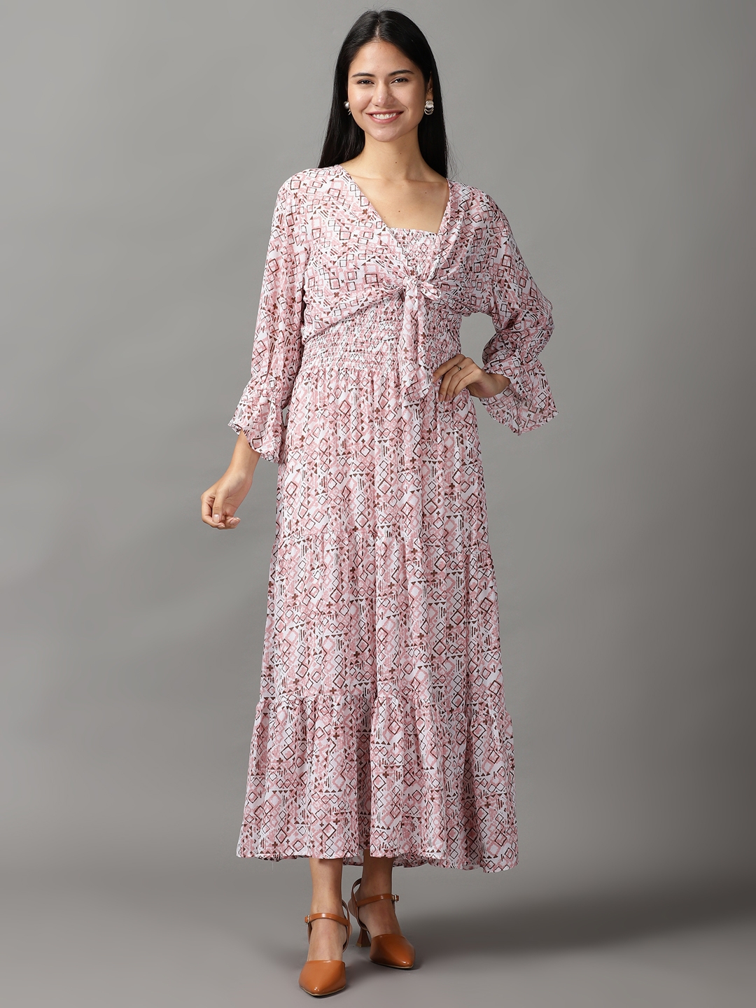 Women's Multi Polyester Geometrical Dresses