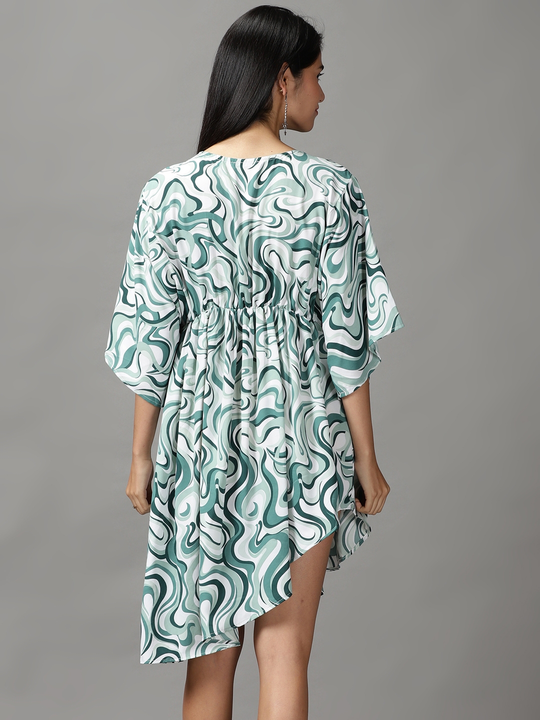 Women's Green Polyester Printed Dresses