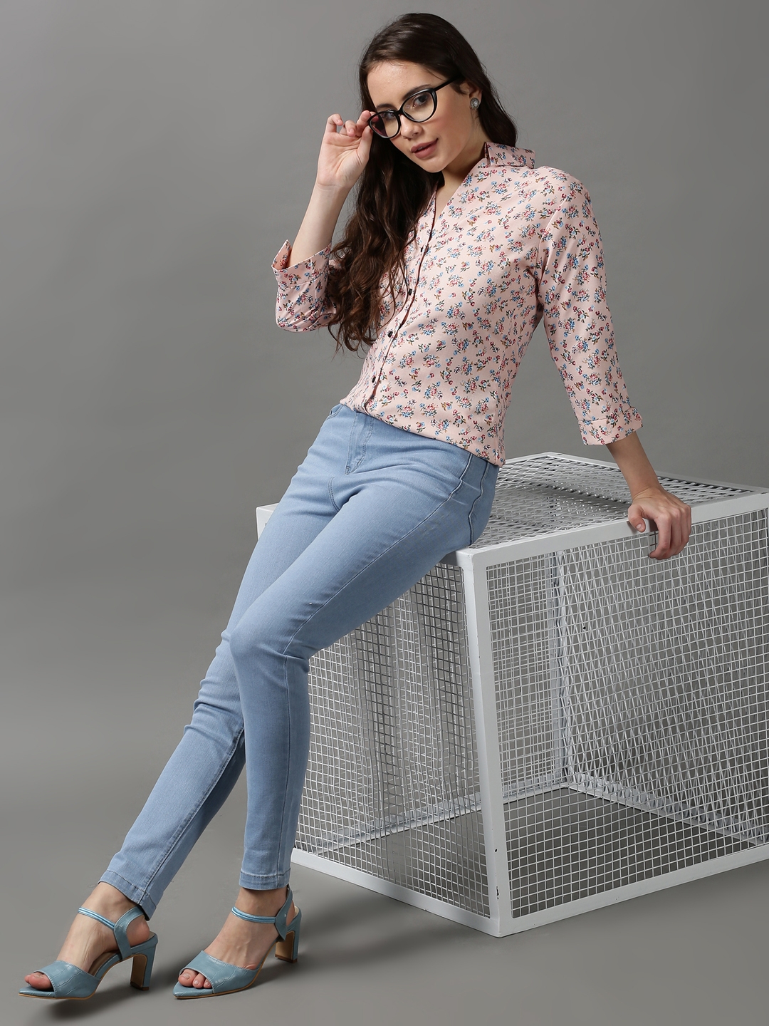 Women's Pink Polyester Printed Casual Shirts