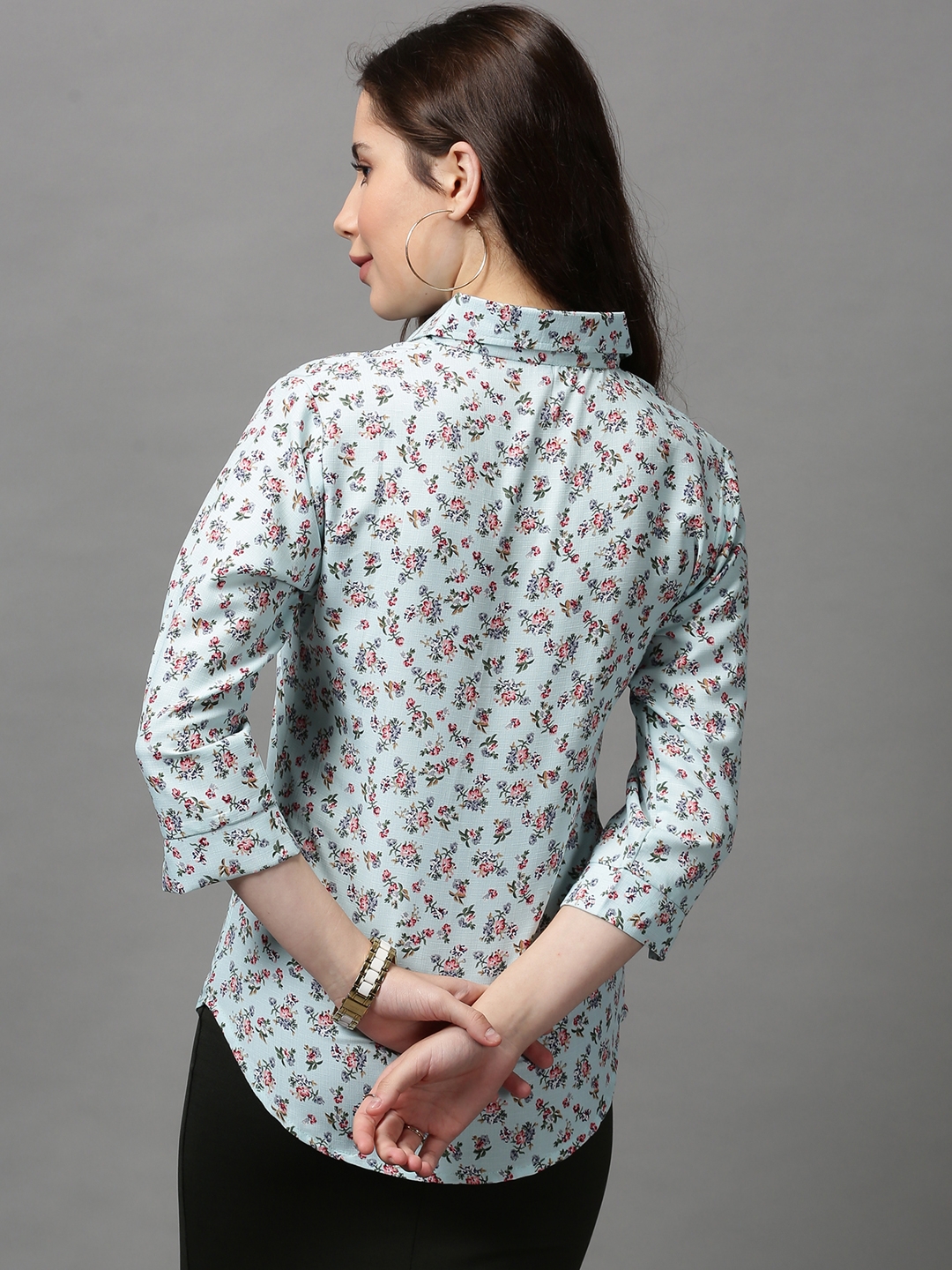 Women's Green Polyester Printed Casual Shirts