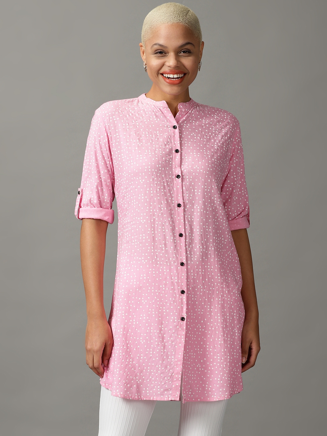 Women's Pink Viscose Rayon Printed Casual Shirts