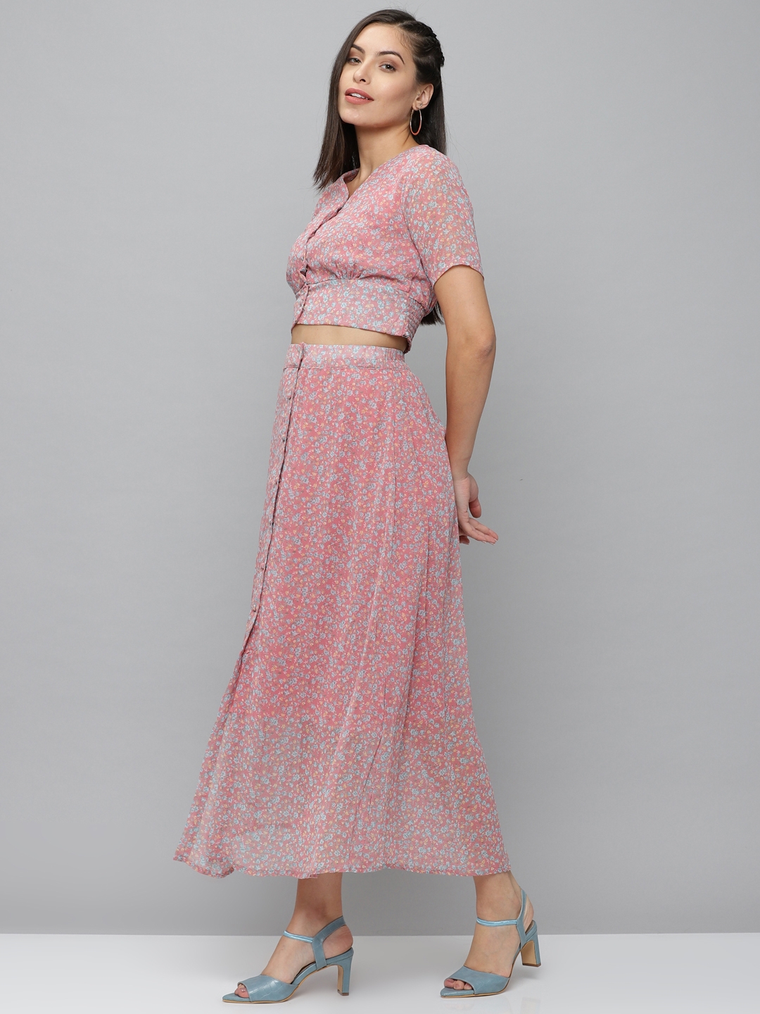 Women's Pink Georgette Printed Co-ords