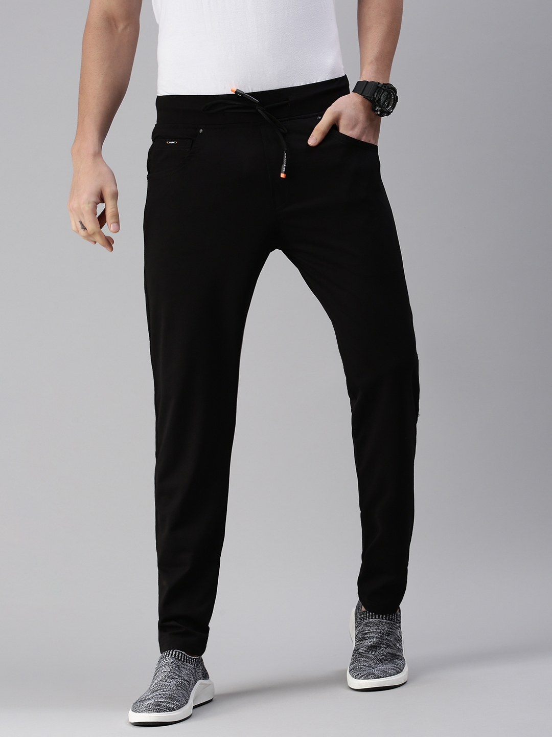 Showoff | SHOWOFF Men's Solid Cotton Black Regular Fit Track Pants