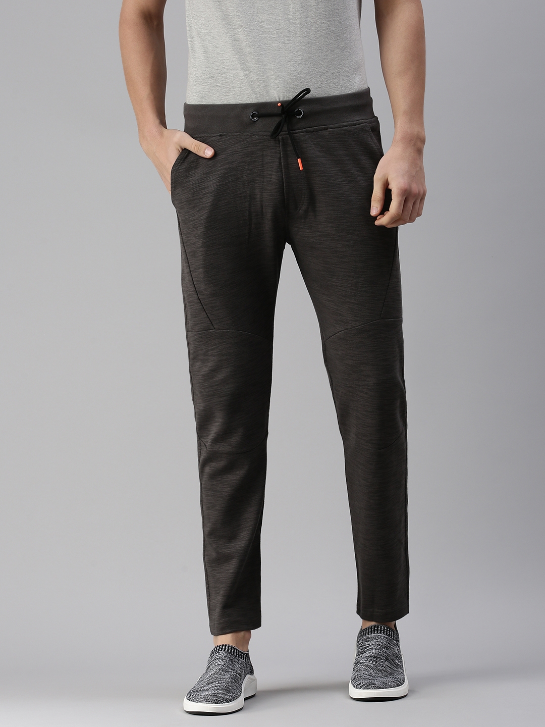 Showoff | SHOWOFF Men's Solid Cotton Grey Straight Fit Track Pants