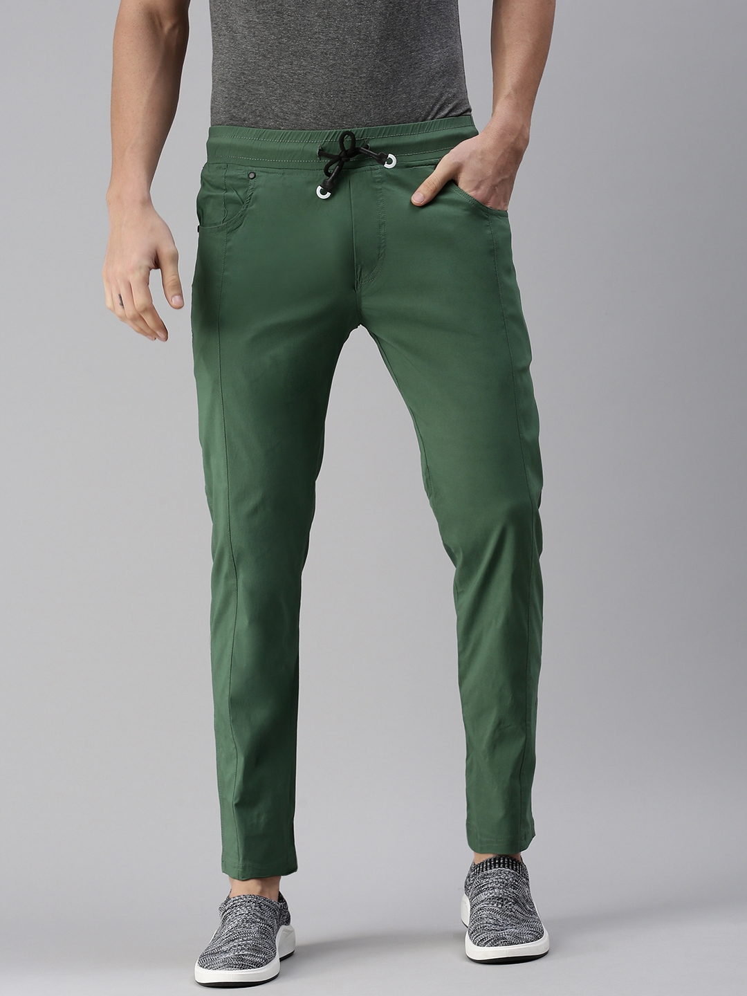 Showoff | SHOWOFF Men's Solid Cotton Green Regular Fit Track Pants