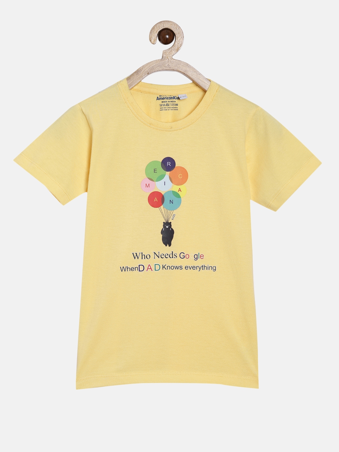 American Kids | Yellow Printed Activewear T-Shirts