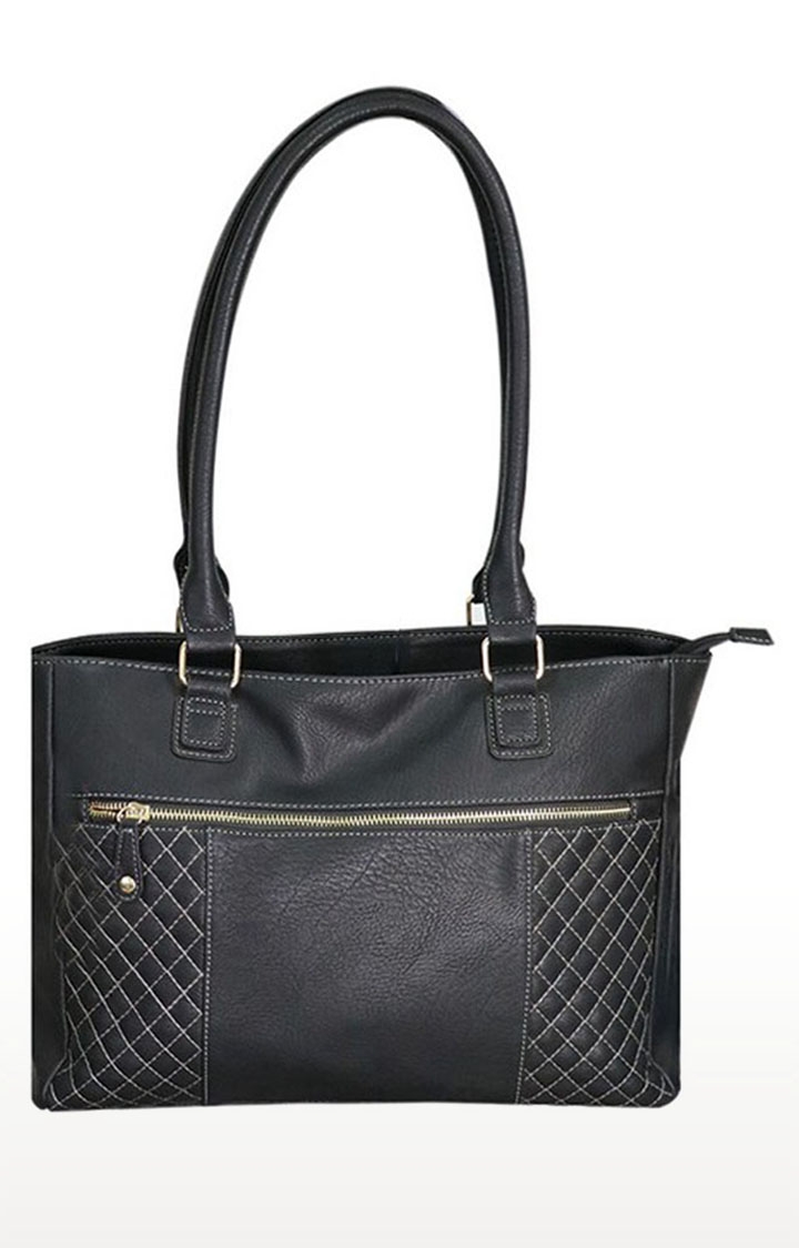EMM | Pu Leather Handbag -Stylish Black Tote Purse