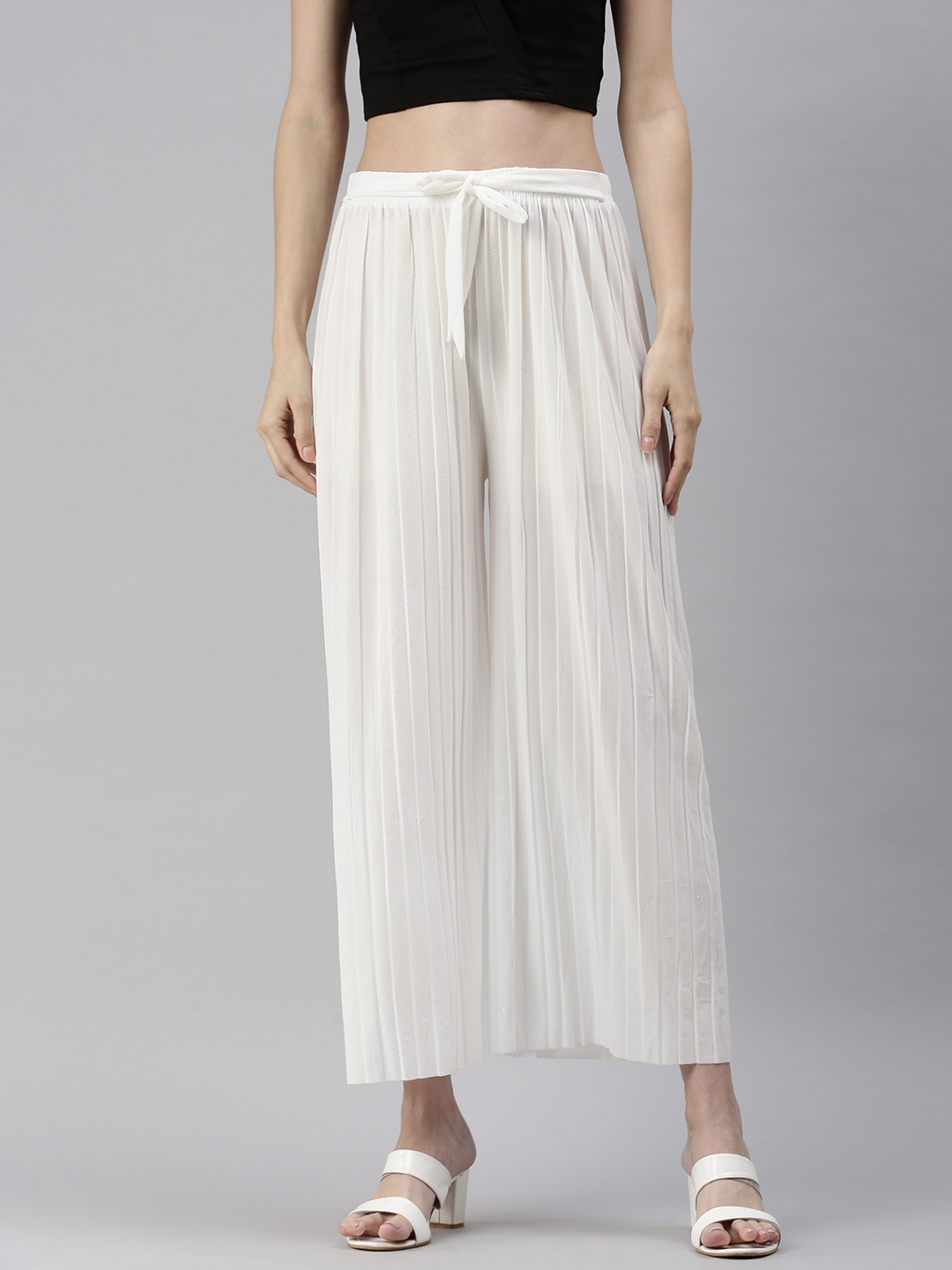 Women's White Others Solid Palazzos