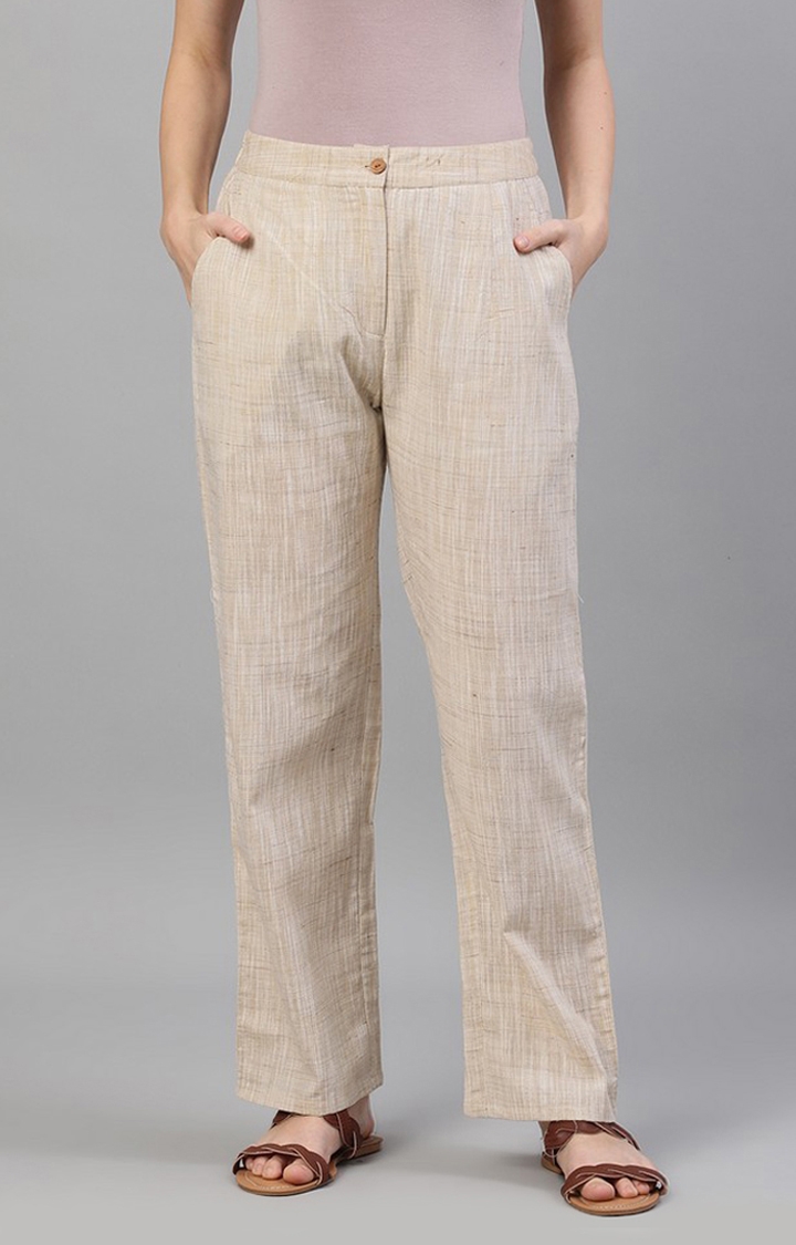 ANTARAN | Cream Self Design Pants