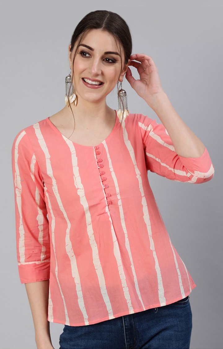 Pink And White Striped Top