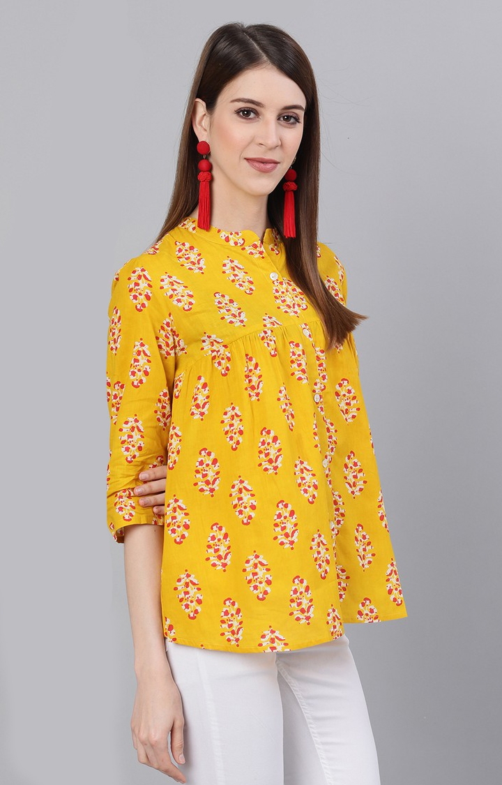 Antaran Casual Women Yellow Floral Tunics