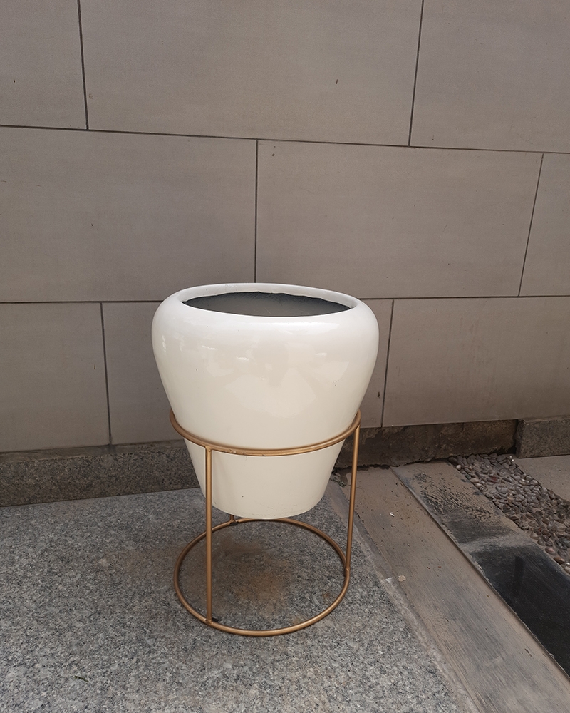 Order Happiness | Order Happiness White Resin Planter Pot (Pot with Stand)