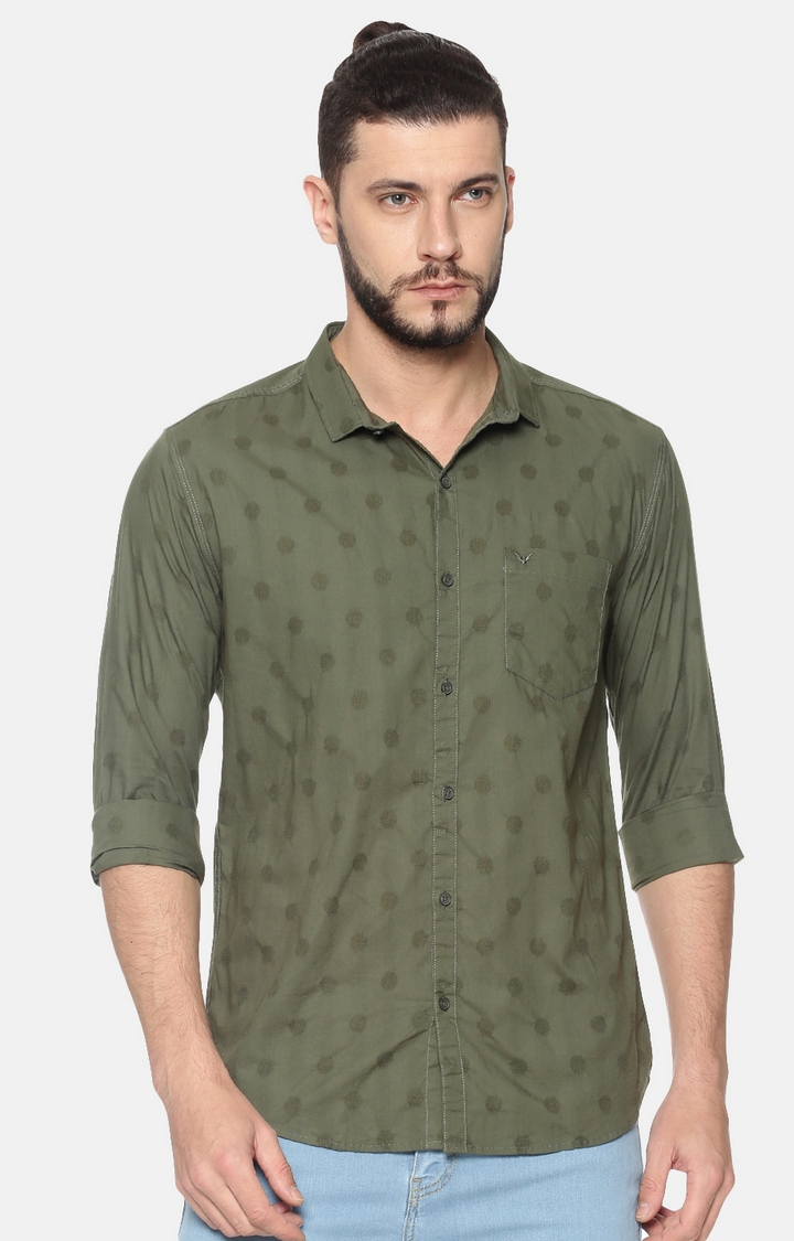 Showoff | Showoff Mens Cotton Casual Green Printed Shirt