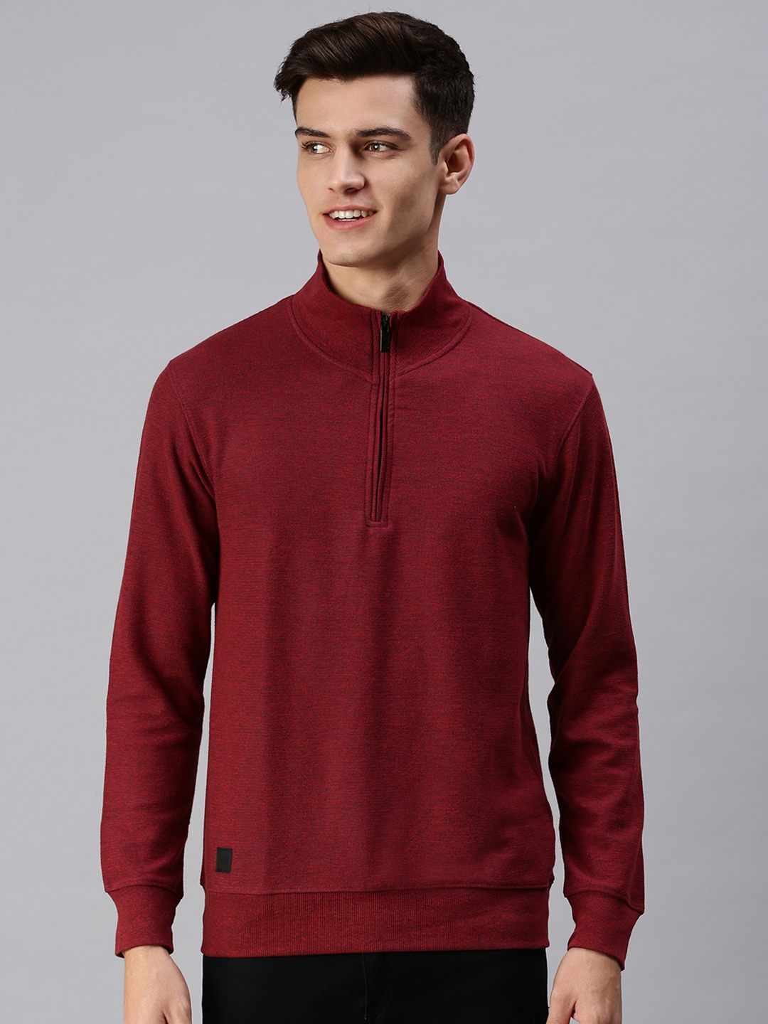 Men's Brown Cotton Solid Sweatshirts