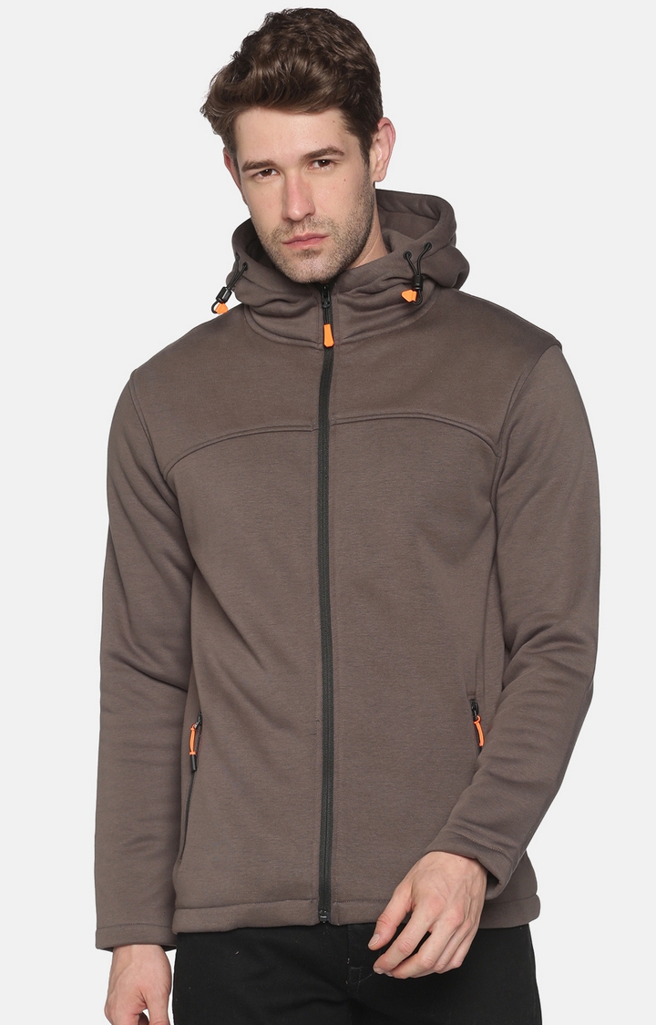Showoff | Showoff Men's Cotton Casual Brown Solid Sweatshirt
