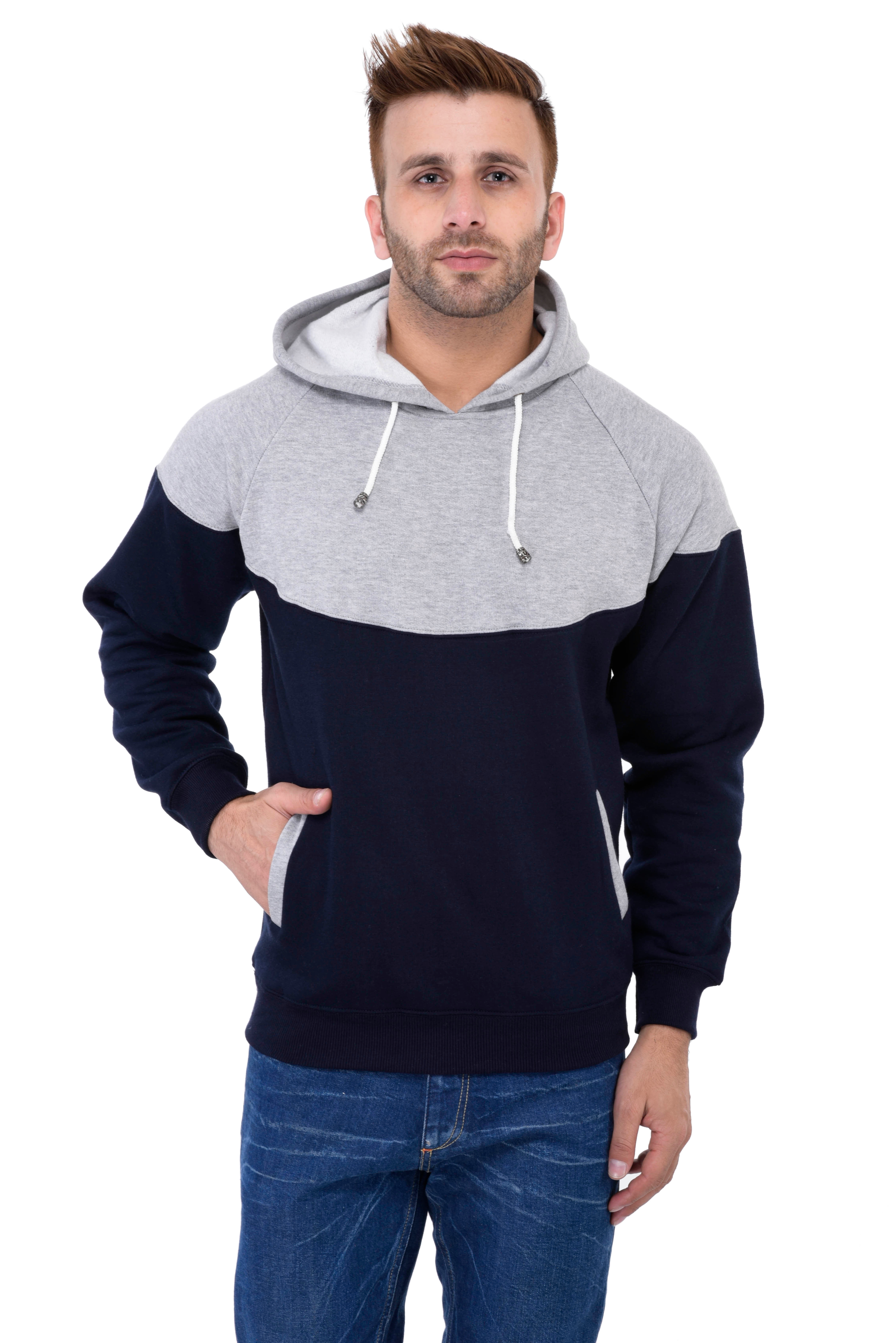 Weardo | Grey Stylish Non-Zipper Designer Hooded Sweatshirt 