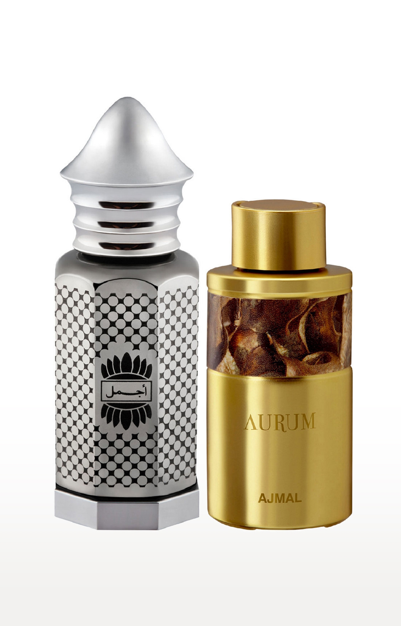 Ajmal | Ajmal Asher Concentrated Perfume Oil Oriental Alcohol-free Attar 12ml for Unisex and Aurum Concentrated Perfume Oil Fruity Floral Alcohol-free Attar 10ml for Women + 2 Parfum Testers FREE