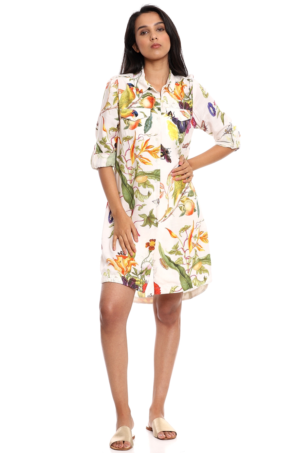 ABRAHAM AND THAKORE | Tropical Button Front Shirt