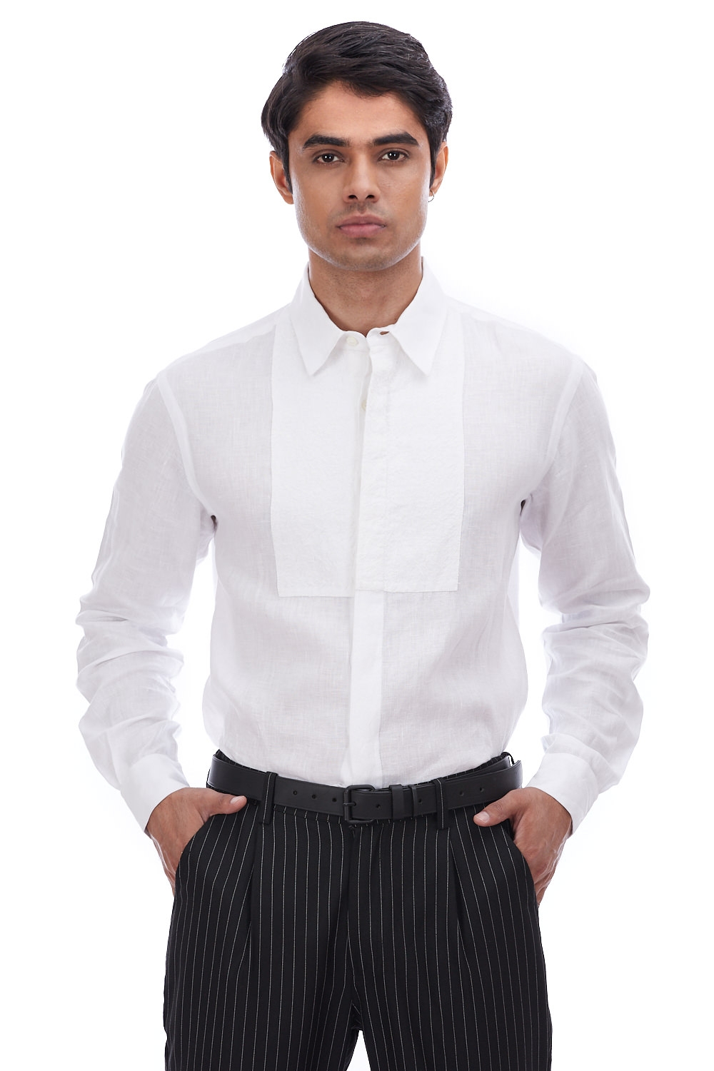 ABRAHAM AND THAKORE | Hand Embroidered Cotton Linen Shirt