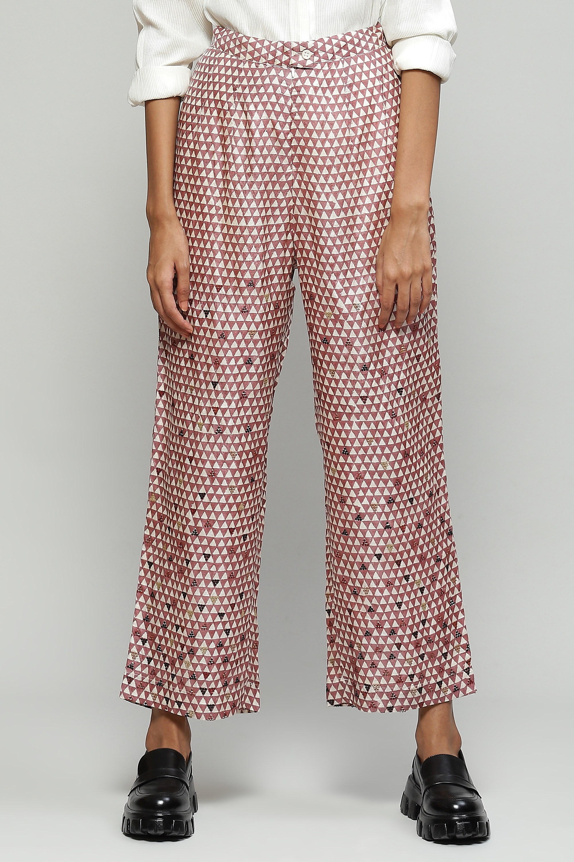 ABRAHAM AND THAKORE | Hand Block Printed And Sequinned Pant