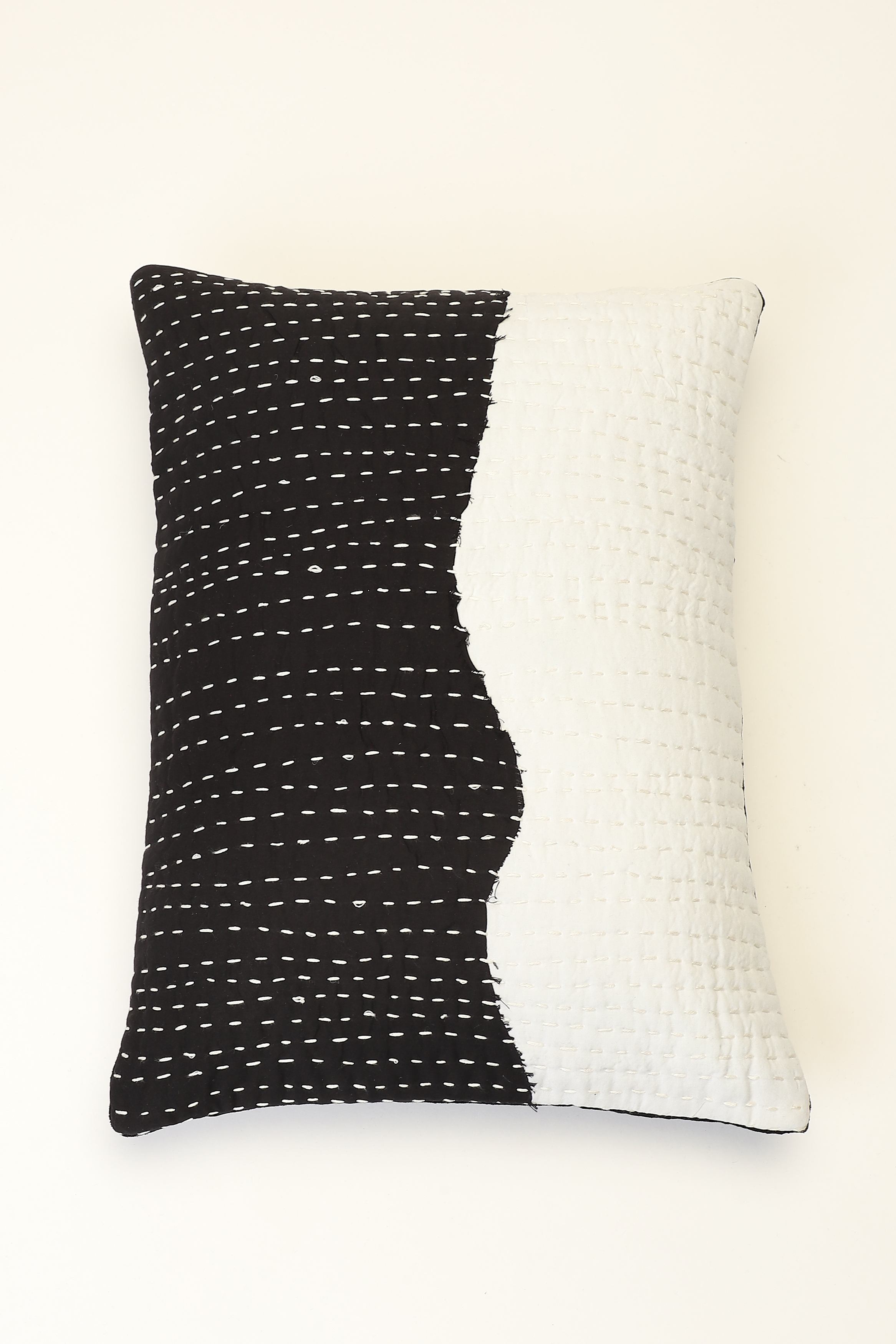 ABRAHAM AND THAKORE | Kantha Stitch Patched Cushion Cover