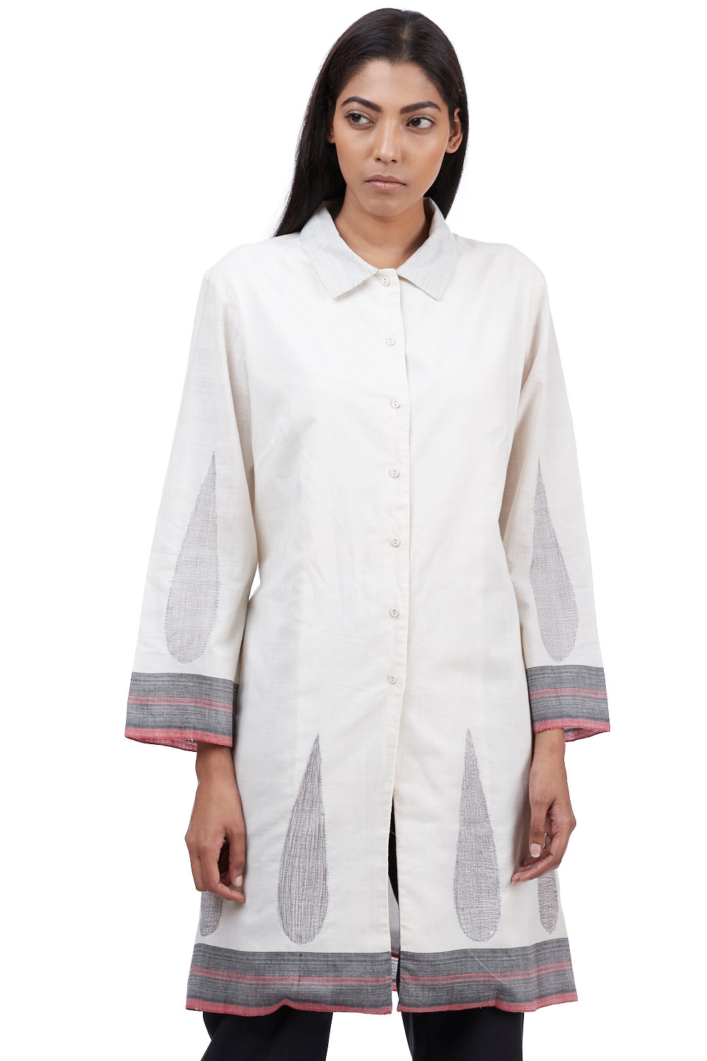 ABRAHAM AND THAKORE | Embroidered Cotton Mangalagiri Shirt Dress
