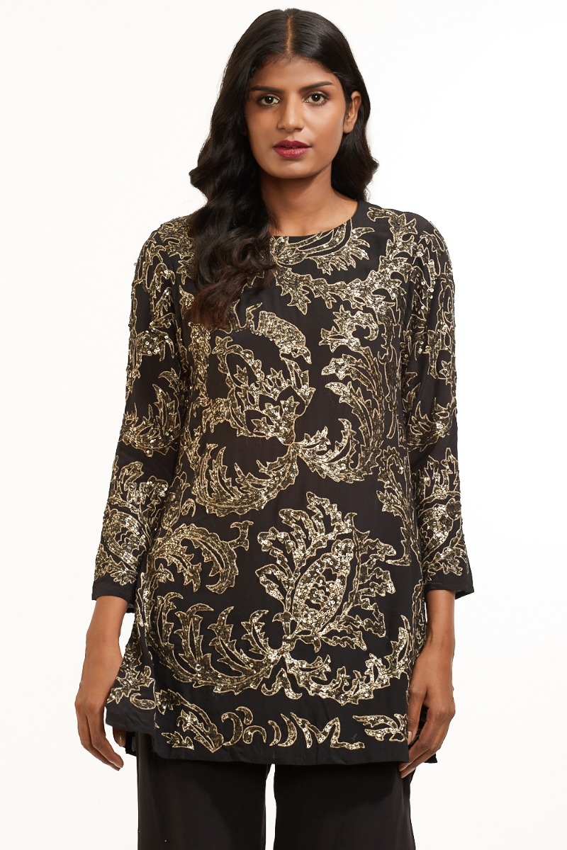 ABRAHAM AND THAKORE | Sequin Floral Tunic
