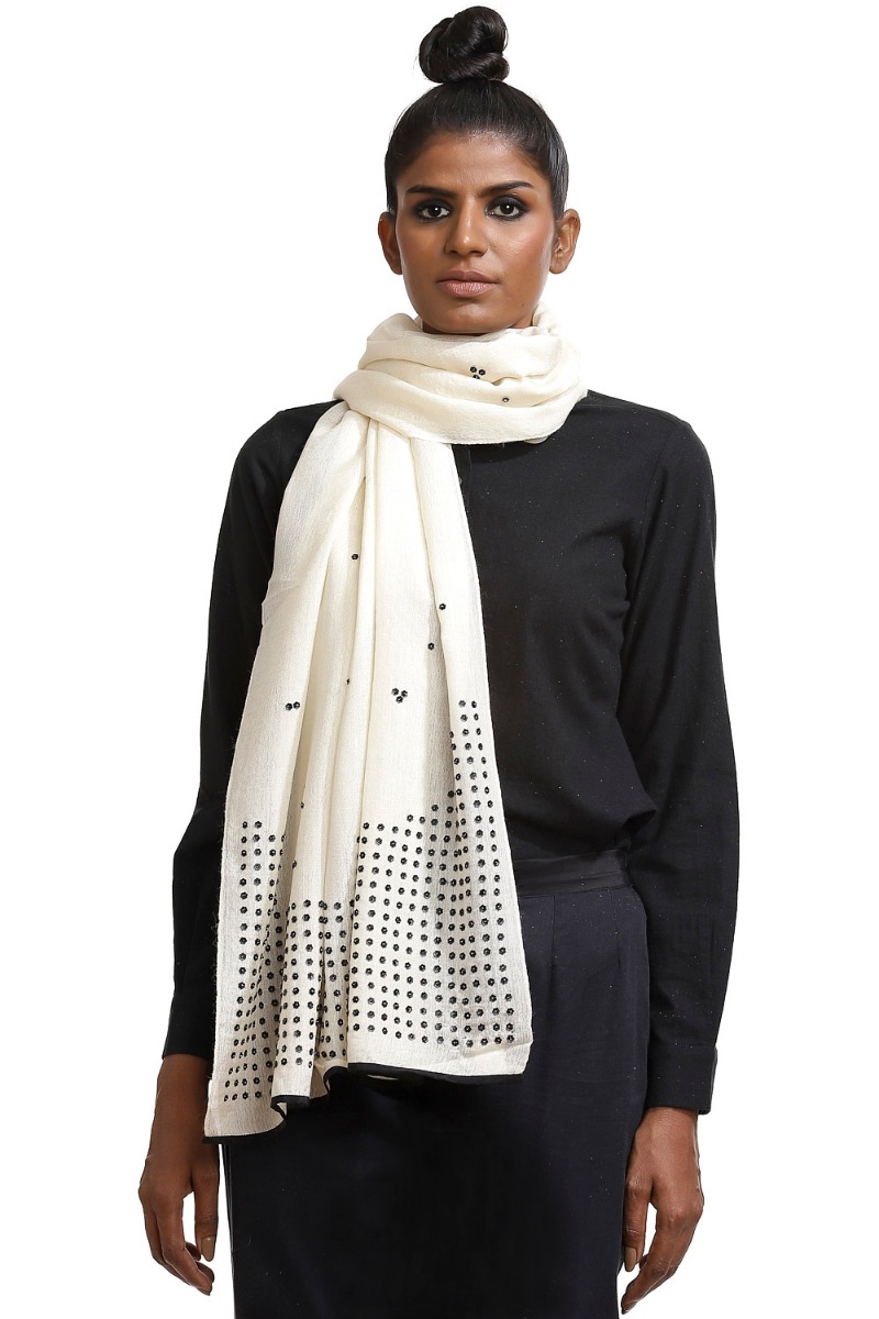 ABRAHAM AND THAKORE | Embroidered Beads And Sequins Scarf