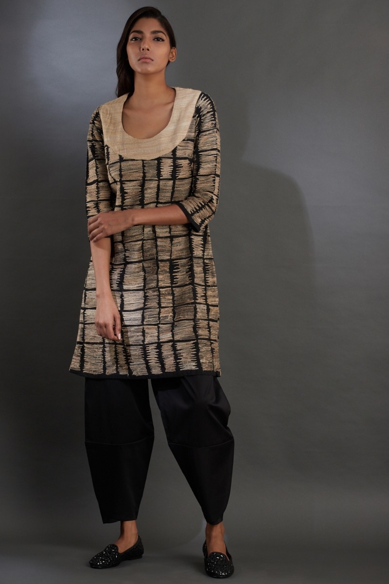 ABRAHAM AND THAKORE | Rectangle Tussar Embroidered Dress