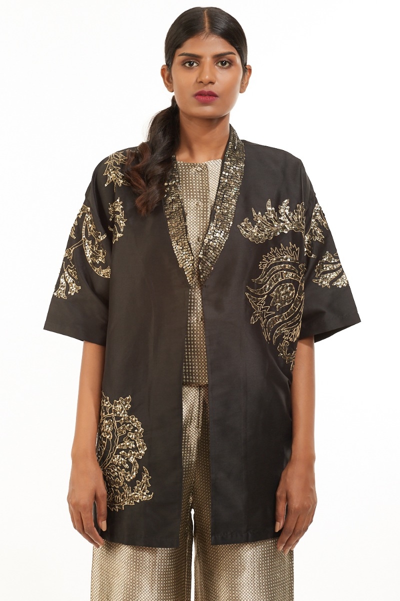 ABRAHAM AND THAKORE | Sequinned Floral Jacket