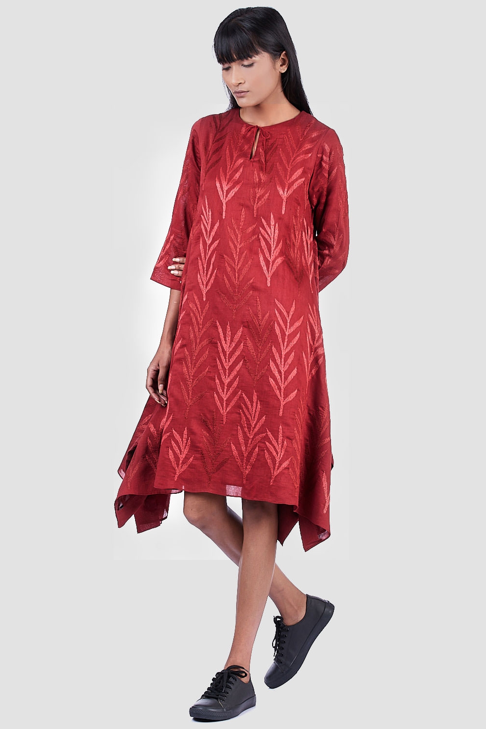 ABRAHAM AND THAKORE | Daal Embroidered Leaf Kite Dress