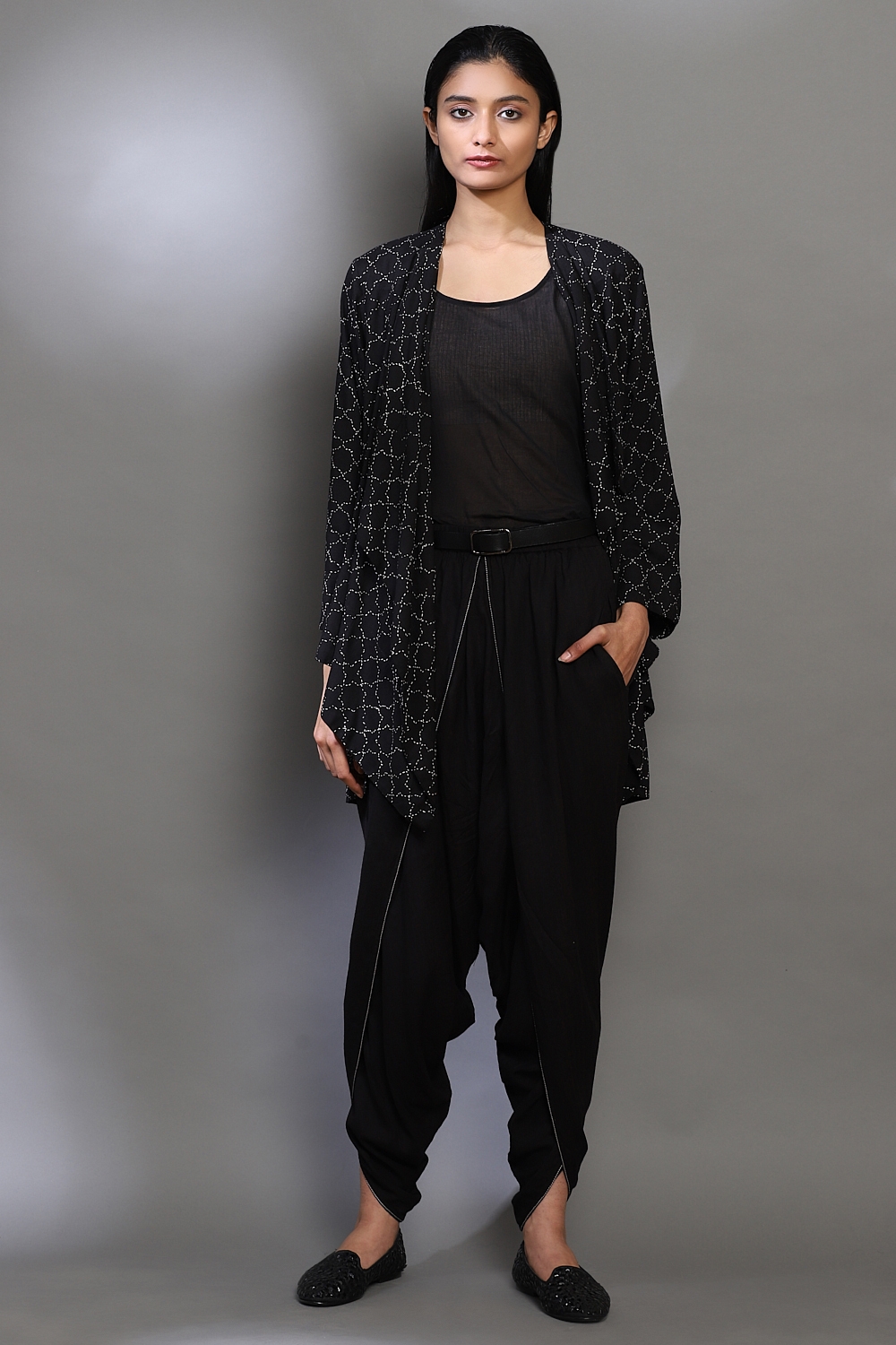 ABRAHAM AND THAKORE | Handstiched Jaali Printed Short Jacket