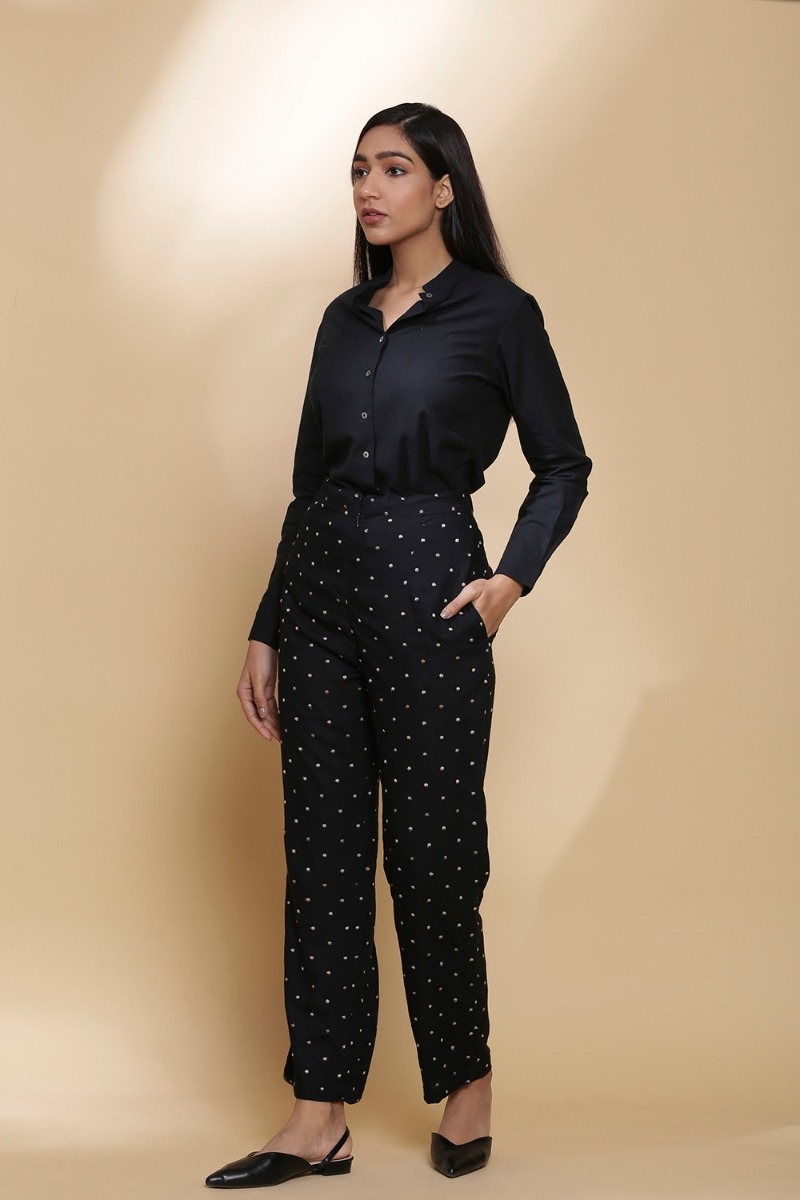 ABRAHAM AND THAKORE | Dot Embroidered Straight Pants