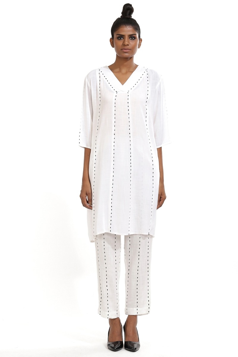 ABRAHAM AND THAKORE | Embroidered Stab Stitch Dress